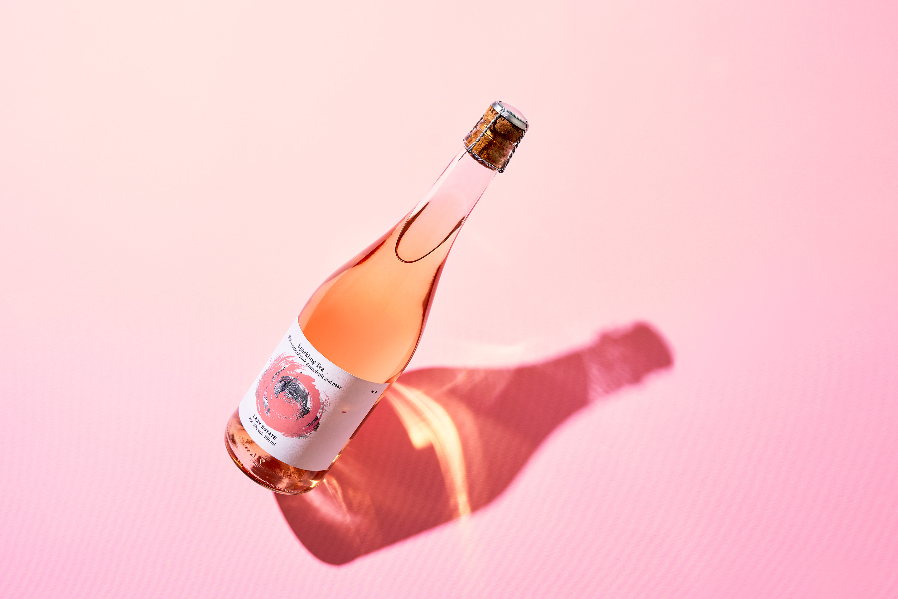 Neumeister packaging design bottle Sparkling Tea Pink Grapefruit & Pear Alcohol Free